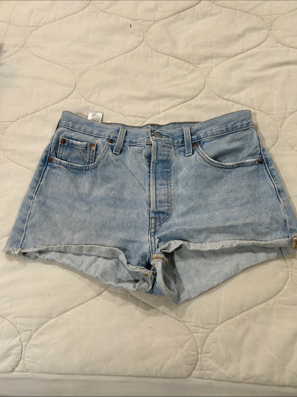 Levi's Light Wash Rolled Cutoff Denim Shorts - Picture 4 of 11